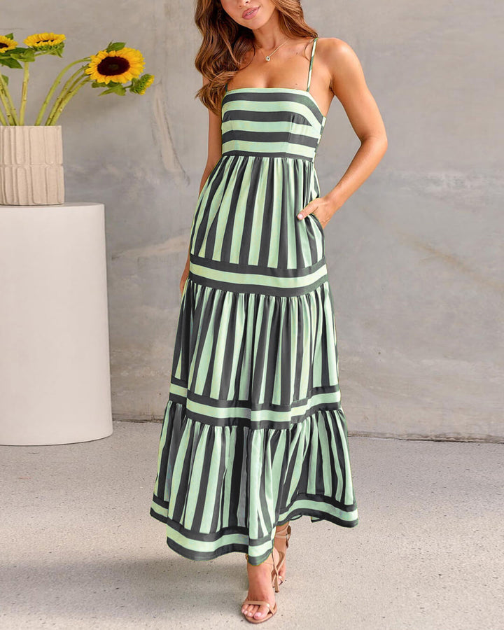 Robe longue à rayures | Coupe fluide et allure graphique