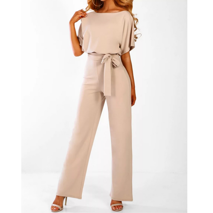 Combinaison Élégante Ceinturée à Jambes Larges et Manches Courtes | Sophistication Sans Effort pour Toutes les Occasions