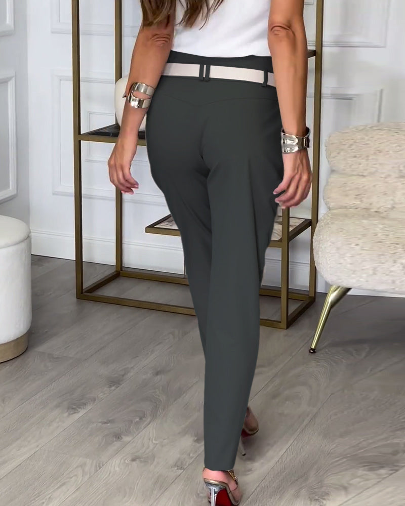 Pantalon habillé ceinturé | Silhouette structurée et touche chic