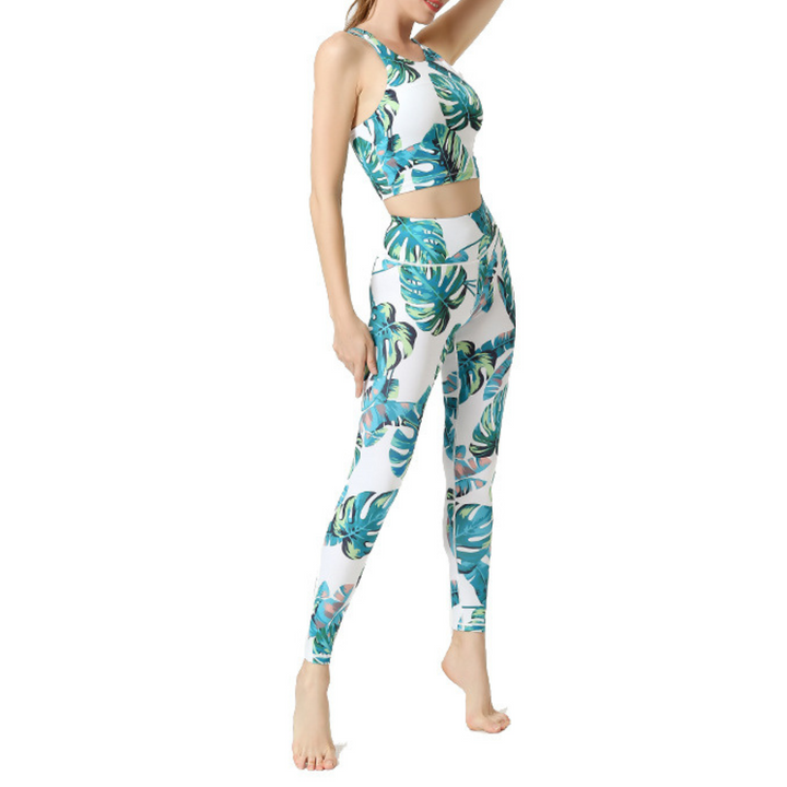 Ensemble Brassière & Legging Femme Tropical Vibe |  Tenue de sport respirante et élégante