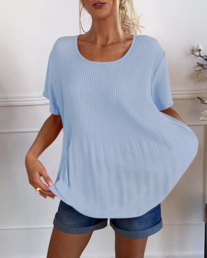 Blouse plissée à col rond | Élégance aérienne