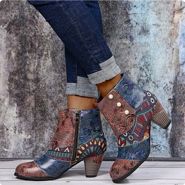 Bottines à talons motifs bohèmes | Confort stylé en toutes saisons