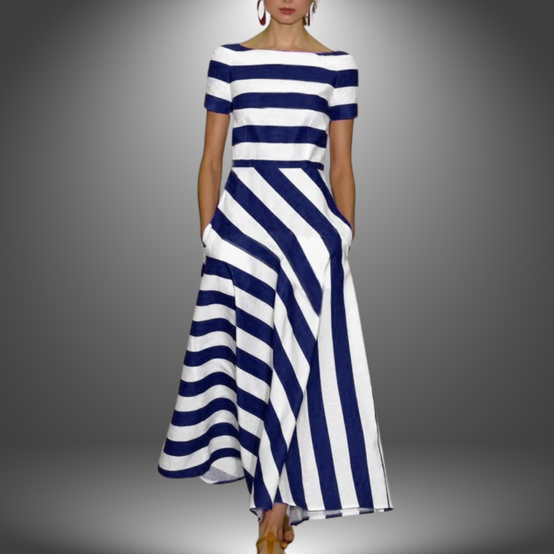 Robe longue à rayures élégantes | Style rayé fait main