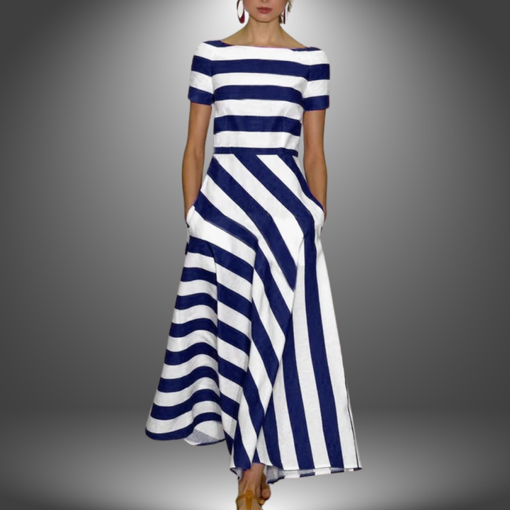 Robe longue à rayures élégantes | Style rayé fait main