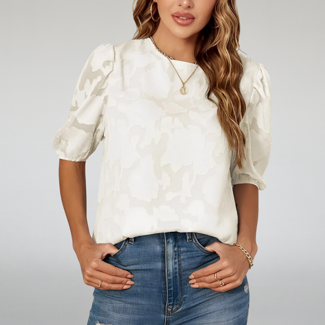 Blouse fleurie élégante | Détails transparents et raffinés
