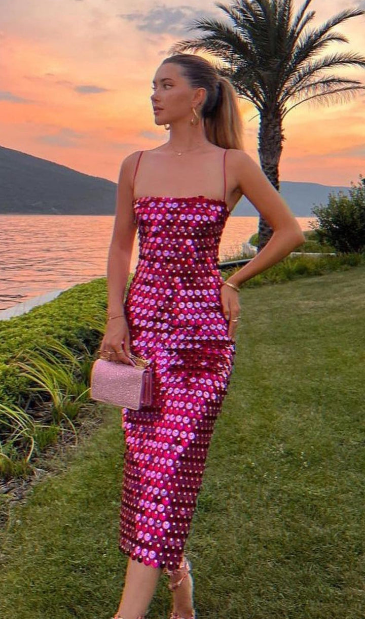 Robe midi à paillettes | Éclat en soirée