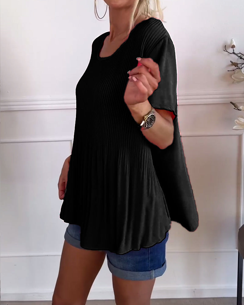 Blouse plissée à col rond | Élégance aérienne