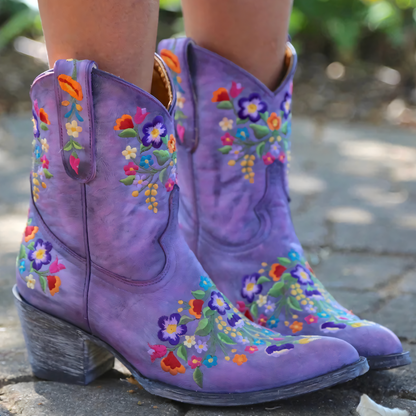 Bottes western à broderies florales | Style vintage original