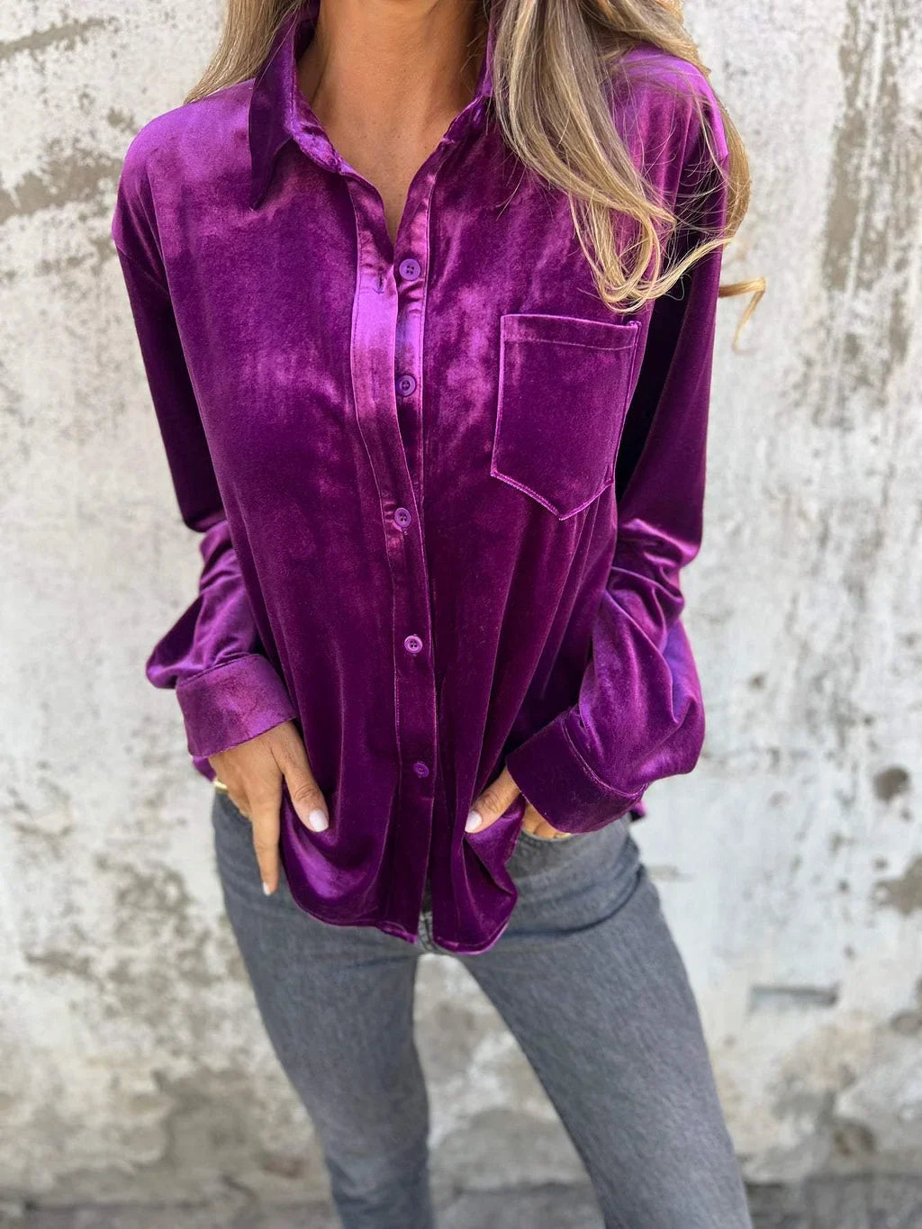 Chemise élégante en velours | Idéale pour l'automne