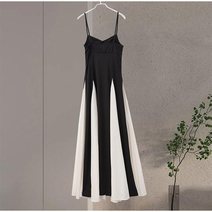 Robe longue élégante | Contraste chic noir et blanc