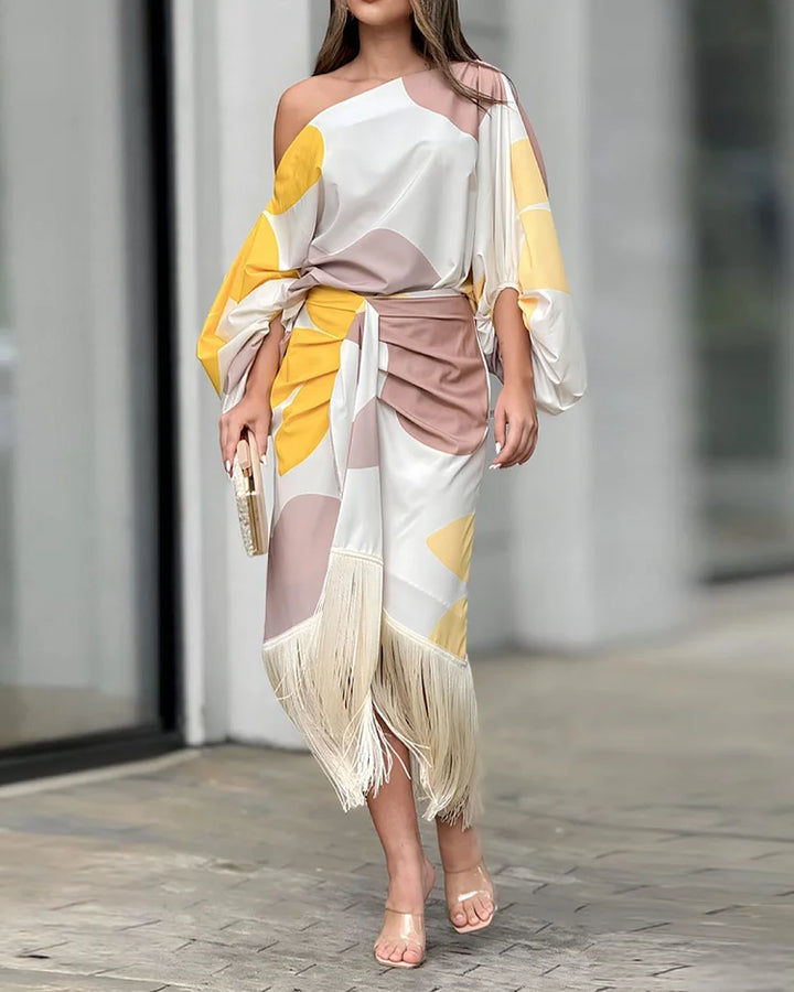 Ensemble asymétrique à franges | Élégance artistique