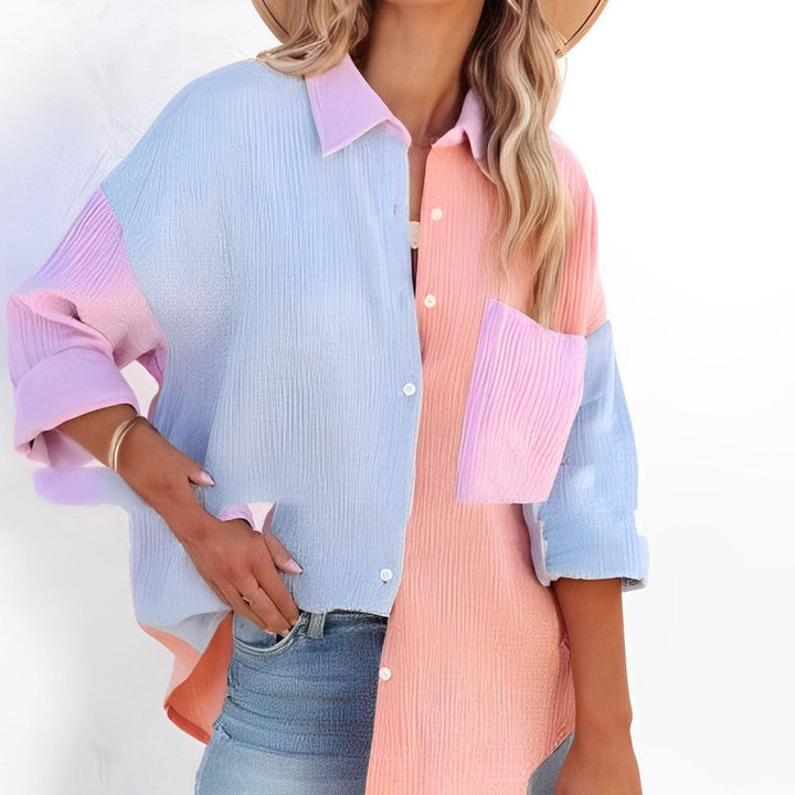 Chemise colorblock à boutons | Style décontracté chic