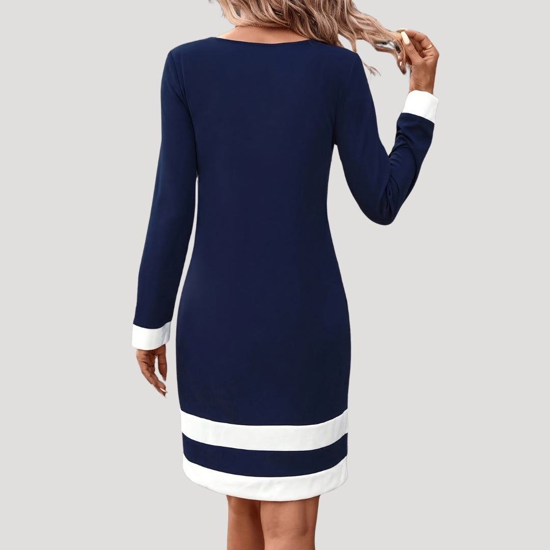 Robe droite bicolore | Élégance classique