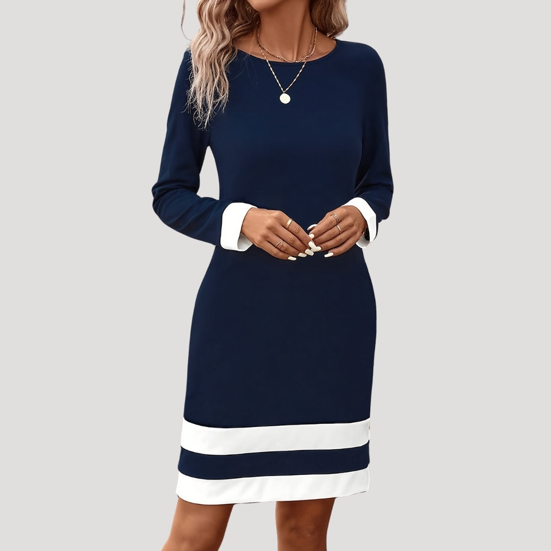Robe droite bicolore | Élégance classique