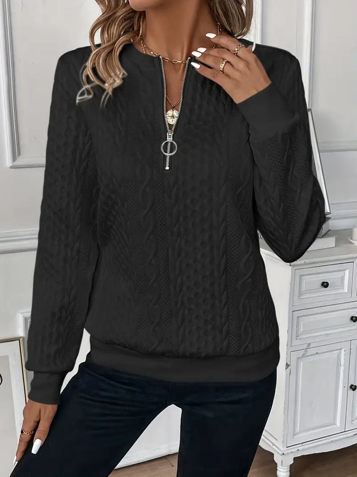 Pull zippé texturé femme | Confort structuré pour les journées fraîches