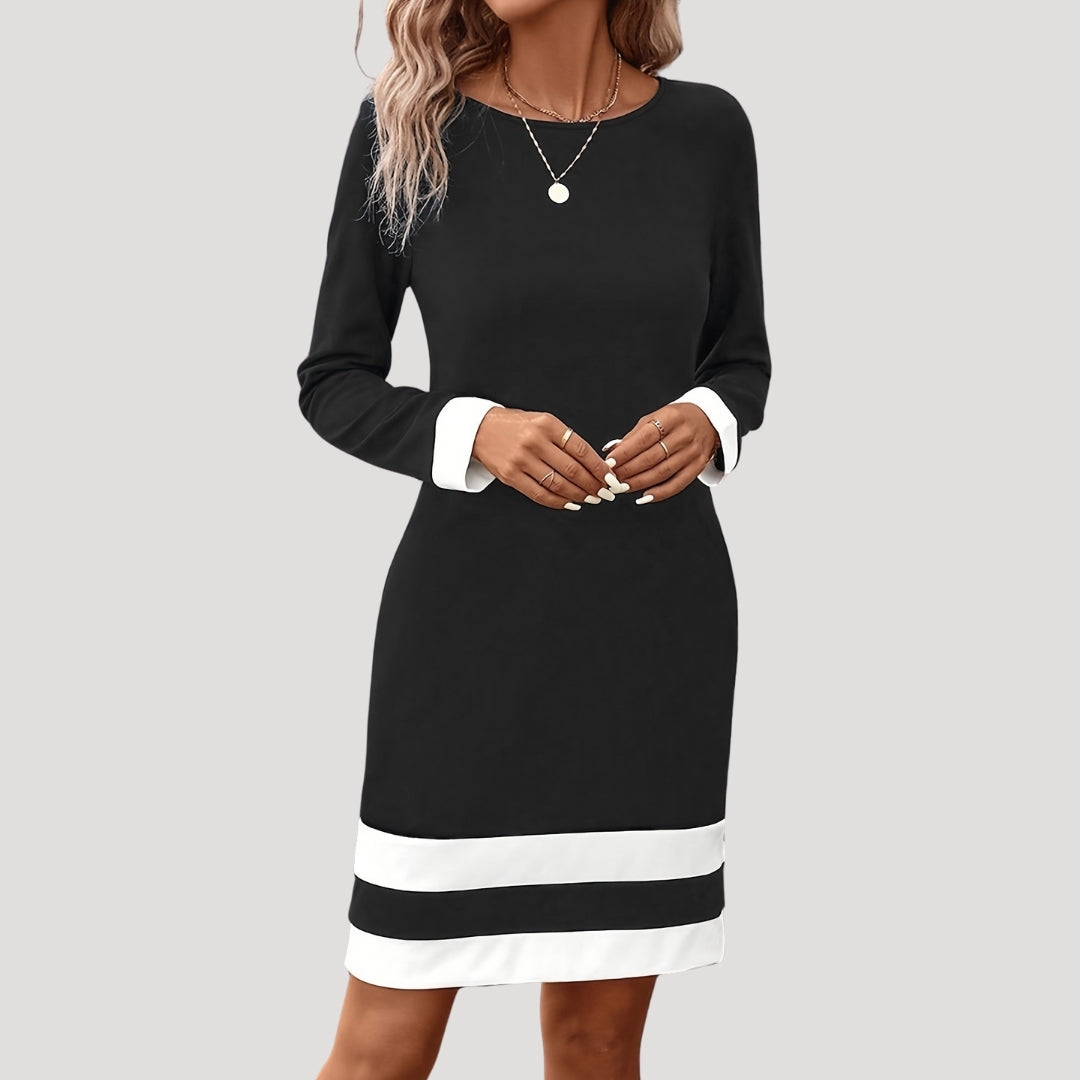 Robe droite bicolore | Élégance classique