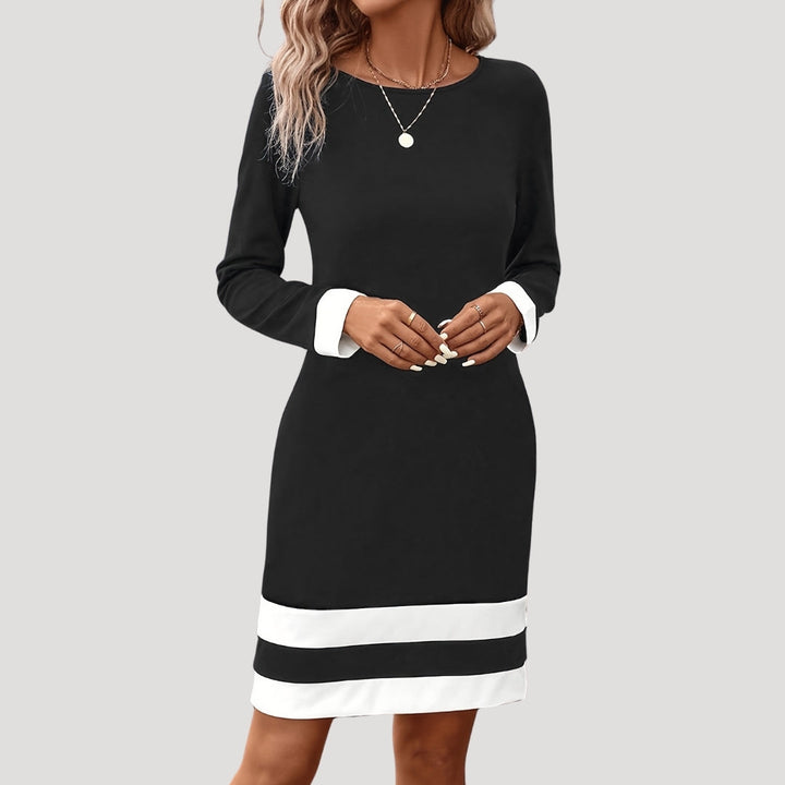 Robe droite bicolore | Élégance classique