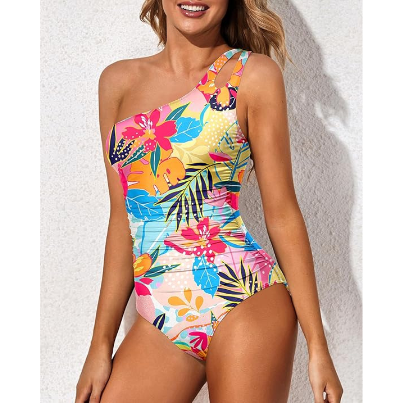 Maillot de bain asymétrique | Imprimés tropicaux et coupe tendance