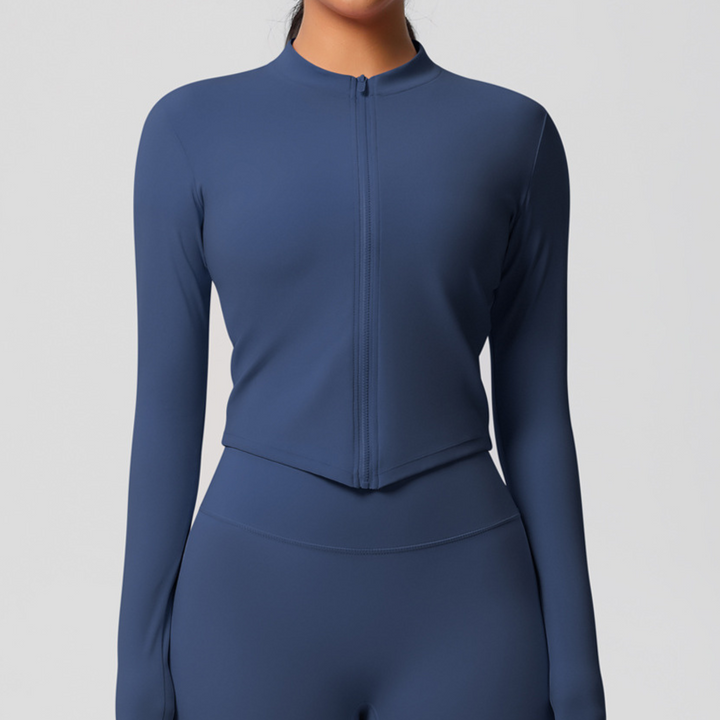 Haut de sport manches longues zippé | Performance élégante et protection respirante pour vos entraînements