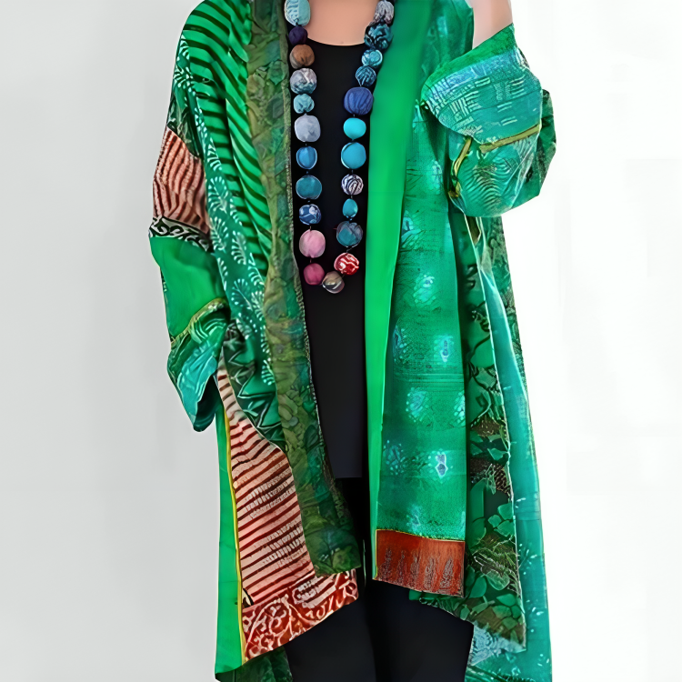 Cardigan ample imprimé | Style artistique et confort libre