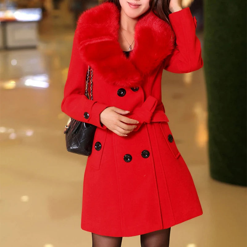 Manteau élégant à col en fausse fourrure | Parfait pour les occasions chics
