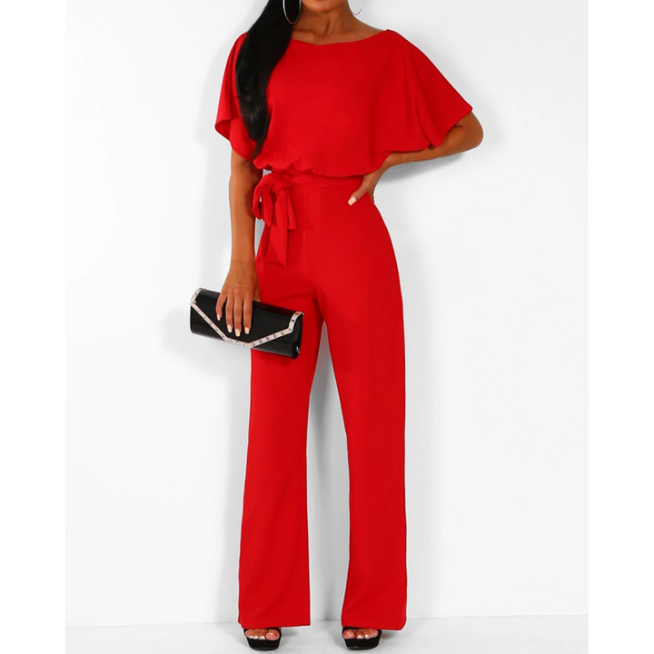 Combinaison Élégante Ceinturée à Jambes Larges et Manches Courtes | Sophistication Sans Effort pour Toutes les Occasions