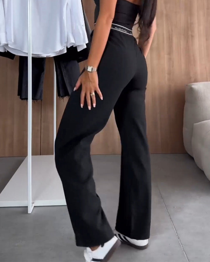 Pantalon droit zippé avec poches | Élégance décontractée