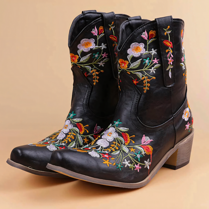 Bottes western à broderies florales | Style vintage original