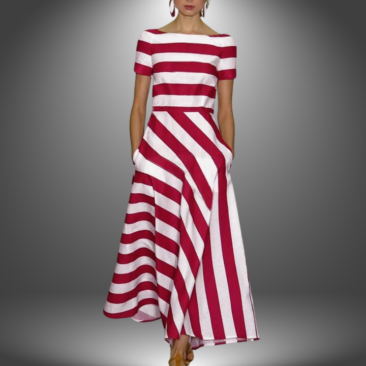 Robe longue à rayures élégantes | Style rayé fait main