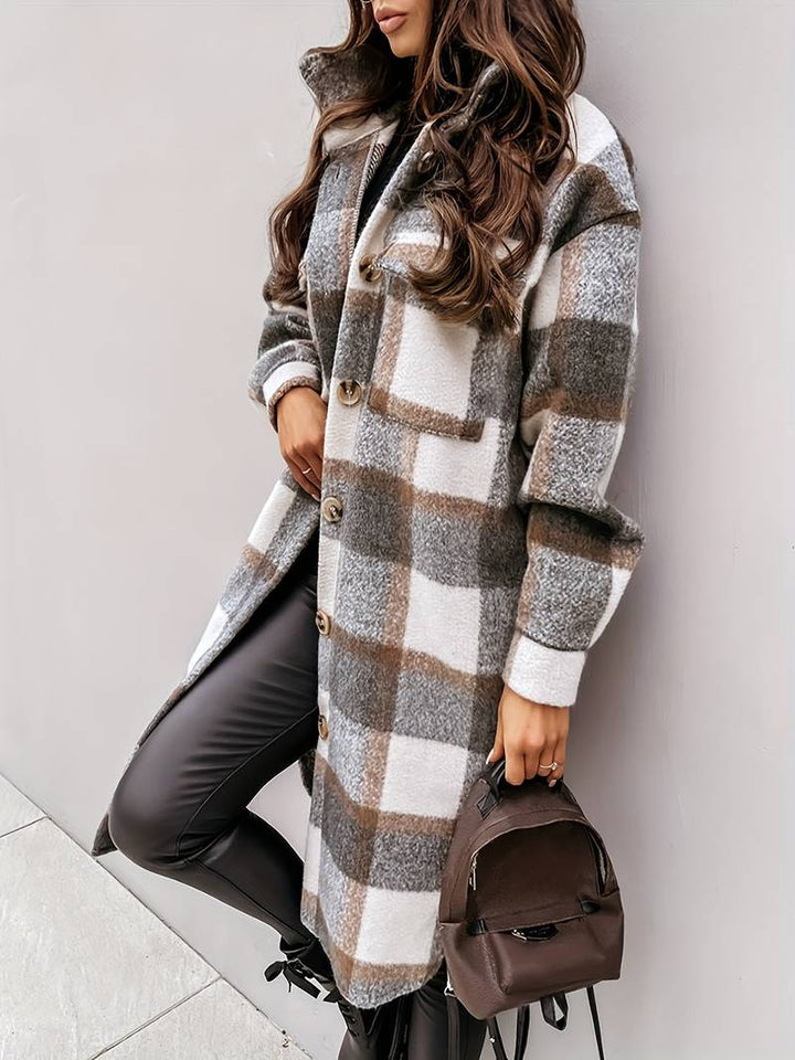 Manteau à carreaux long | Style rétro moderne