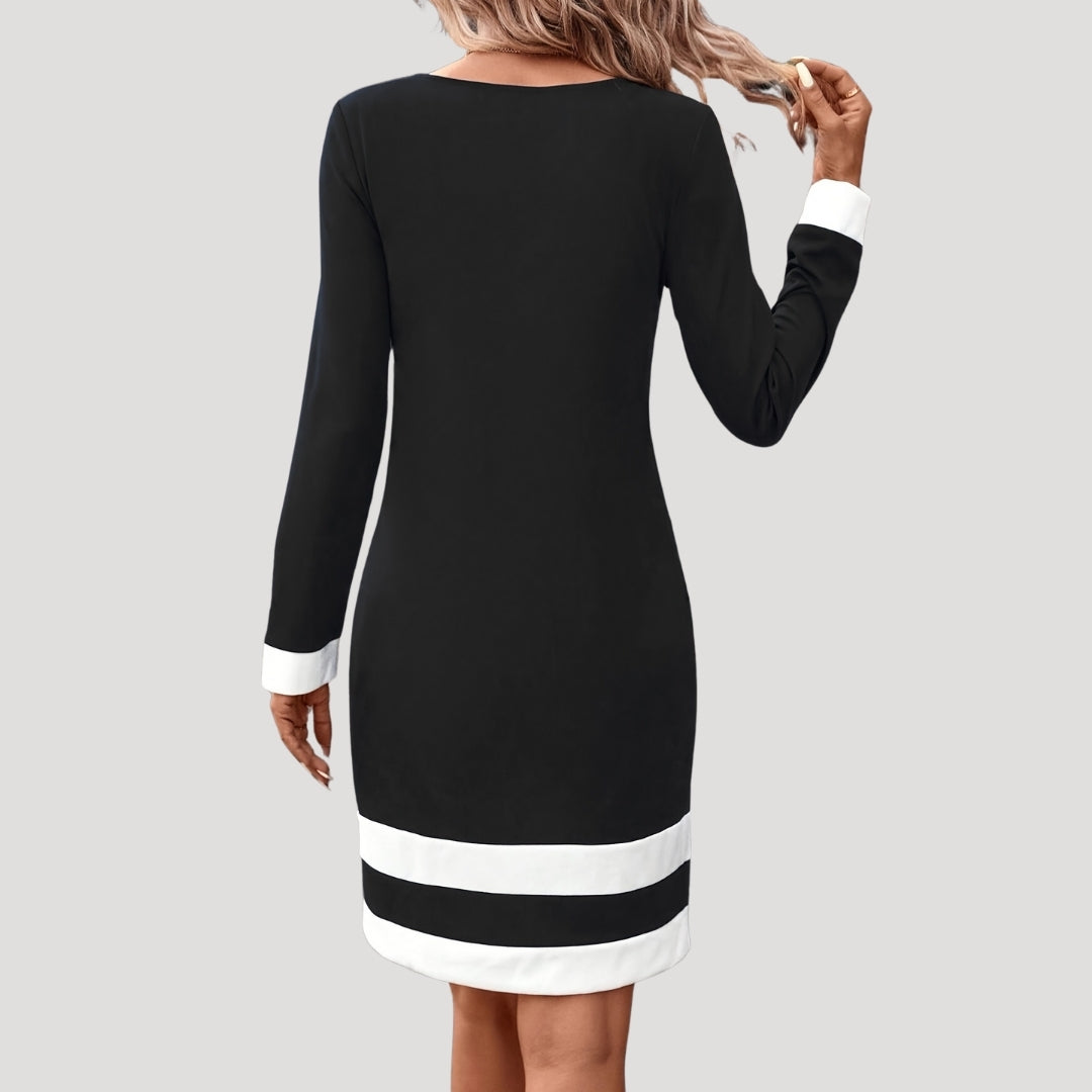 Robe droite bicolore | Élégance classique