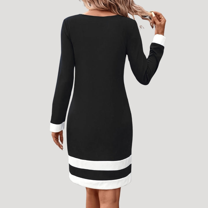 Robe droite bicolore | Élégance classique