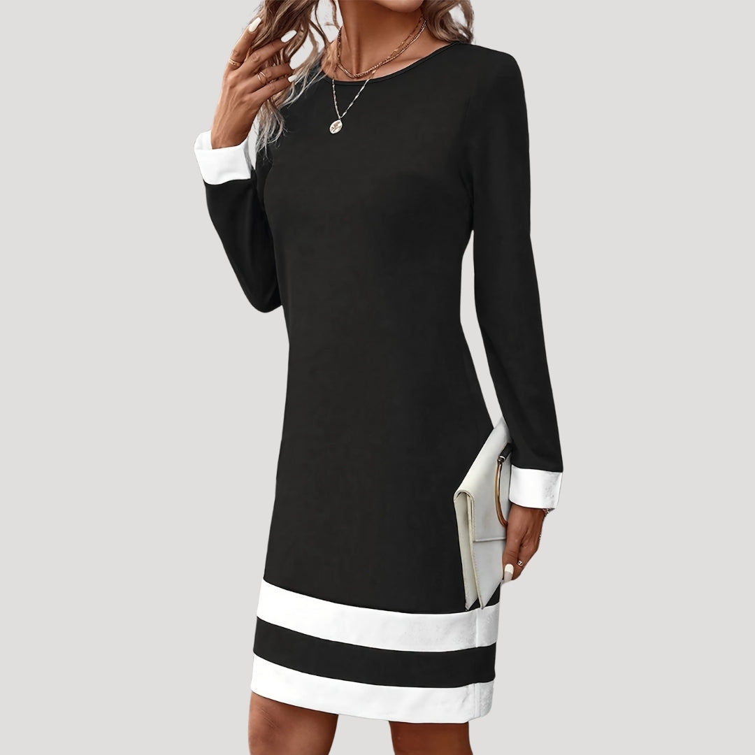 Robe droite bicolore | Élégance classique