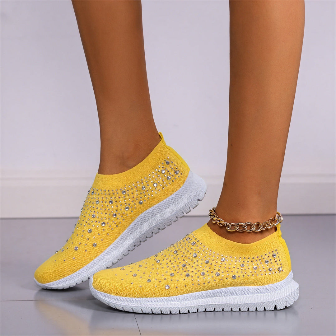 Baskets slip-on femme | Confort moderne avec strass scintillants pour un look tendance