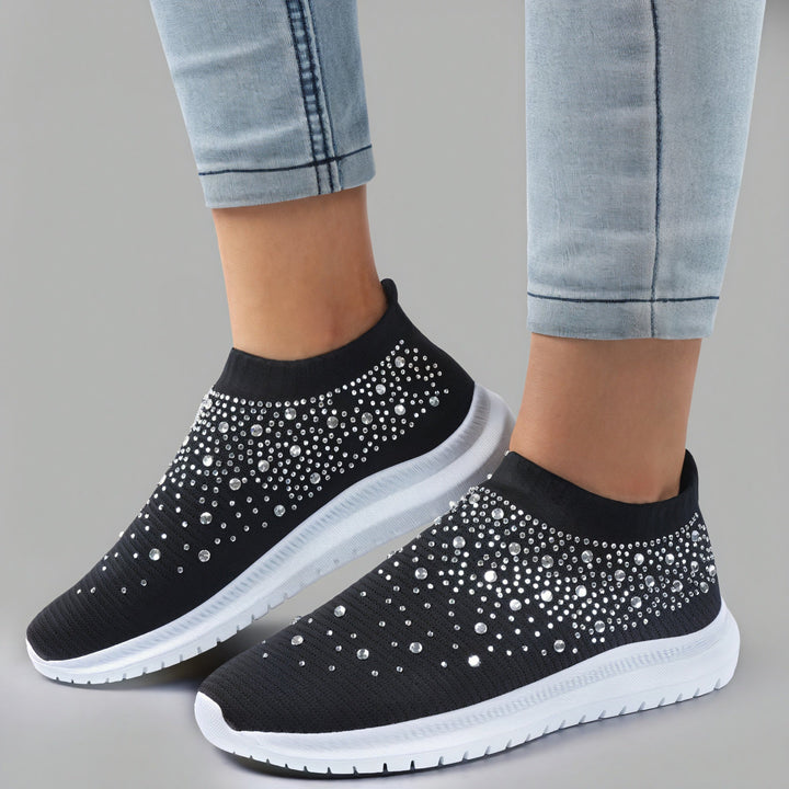 Baskets slip-on femme | Confort moderne avec strass scintillants pour un look tendance