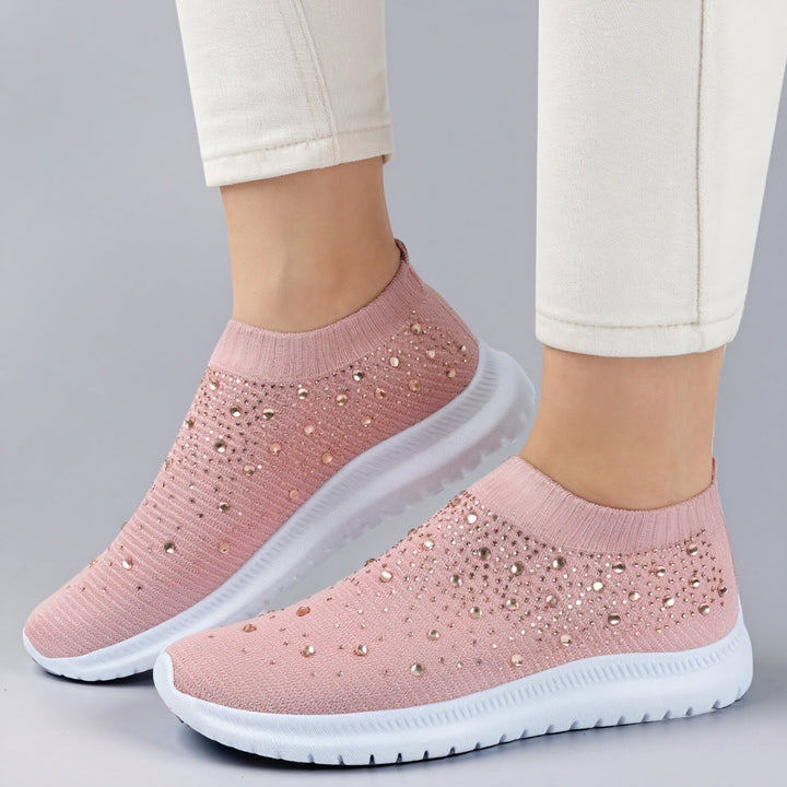 Baskets slip-on femme | Confort moderne avec strass scintillants pour un look tendance
