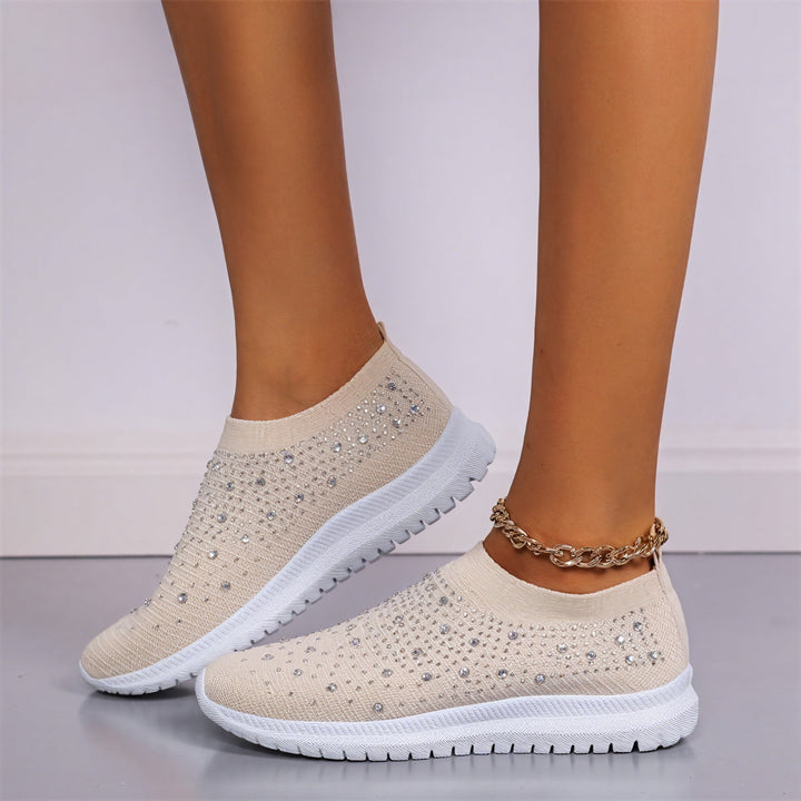 Baskets slip-on femme | Confort moderne avec strass scintillants pour un look tendance