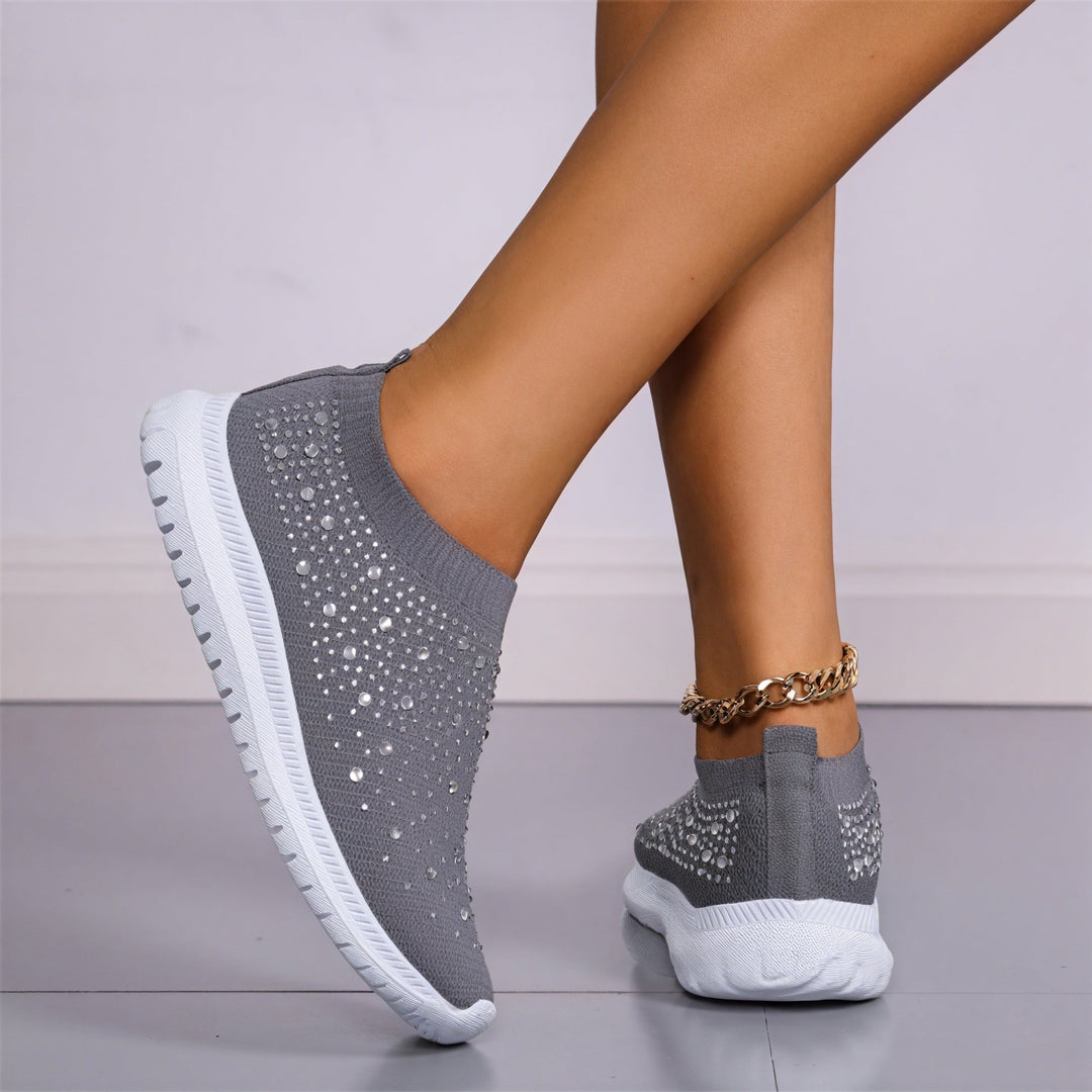 Baskets slip-on femme | Confort moderne avec strass scintillants pour un look tendance