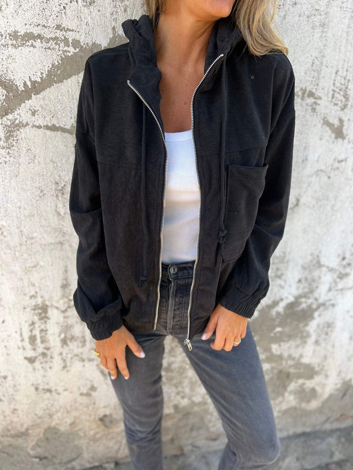 Veste zippée côtelée | Style décontracté moderne