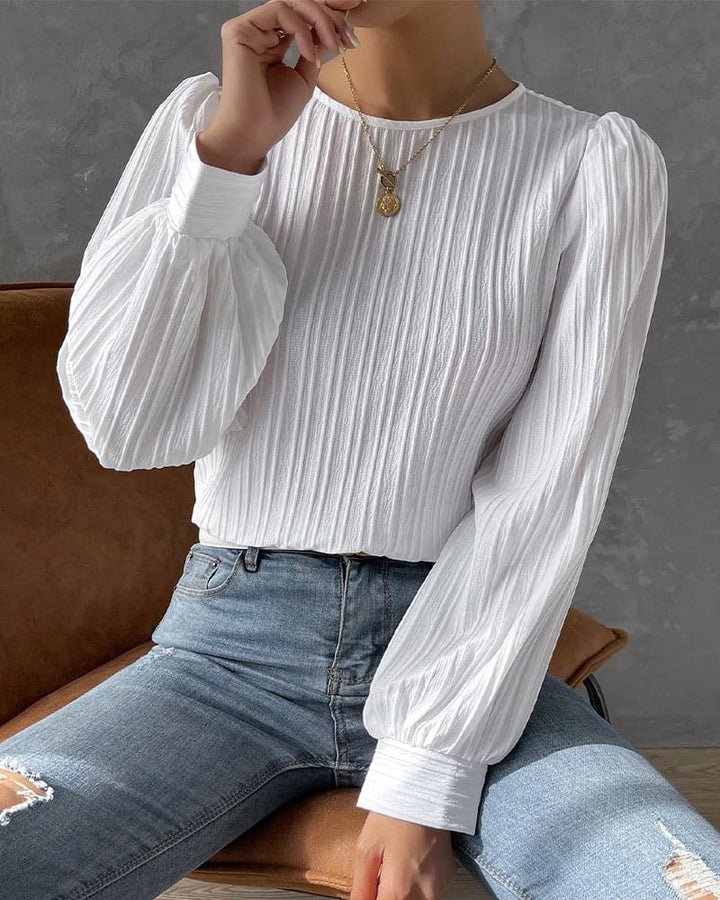 Blouse Élégante à Manches Bouffantes | Style Quotidien Chic