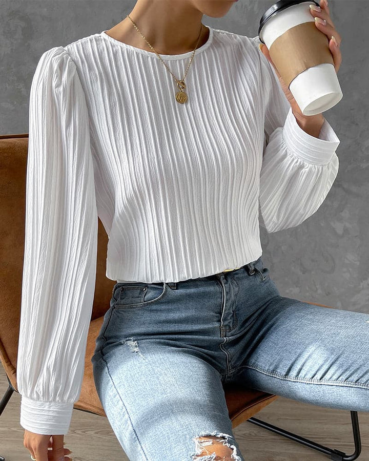 Blouse Élégante à Manches Bouffantes | Style Quotidien Chic