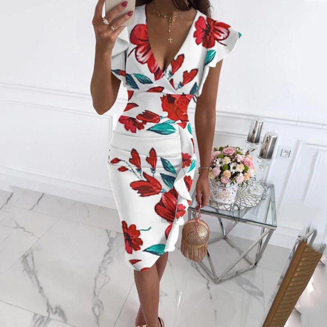 Robe à fleurs mi-longue | Élégance printanière