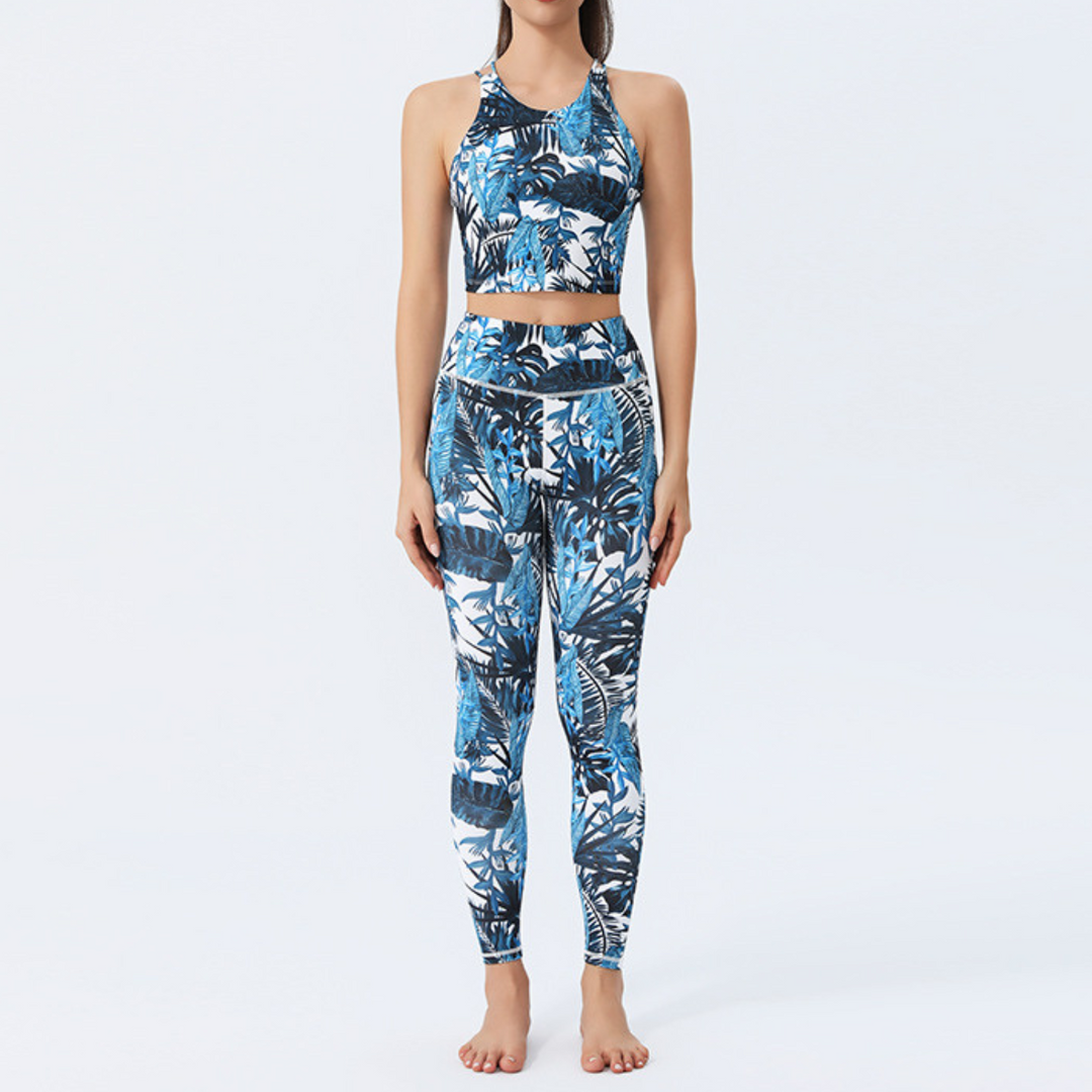 Ensemble Brassière & Legging Femme Tropical Vibe |  Tenue de sport respirante et élégante