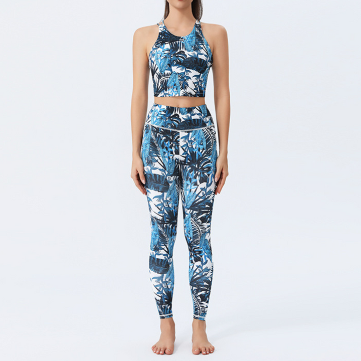 Ensemble Brassière & Legging Femme Tropical Vibe |  Tenue de sport respirante et élégante