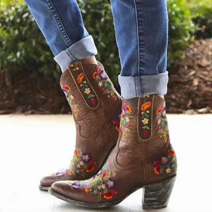 Bottes western à broderies florales | Style vintage original