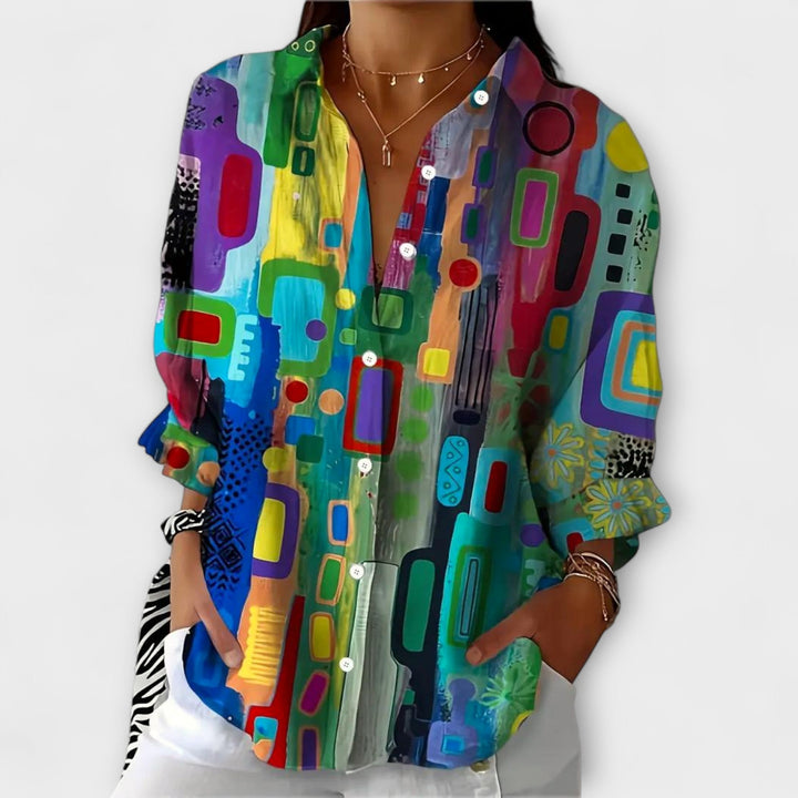 Blouse imprimée multicolore | Style artistique