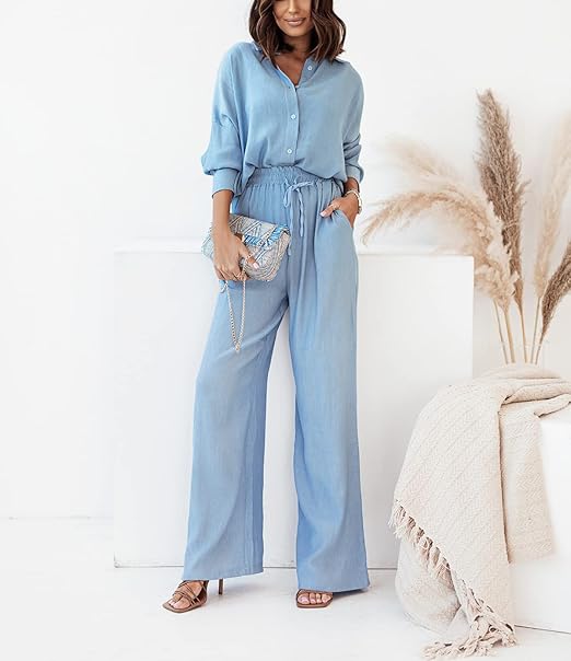 Ensemble blouse et pantalon | Look estival décontracté