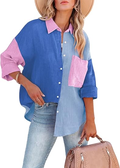 Chemise colorblock à boutons | Style décontracté chic