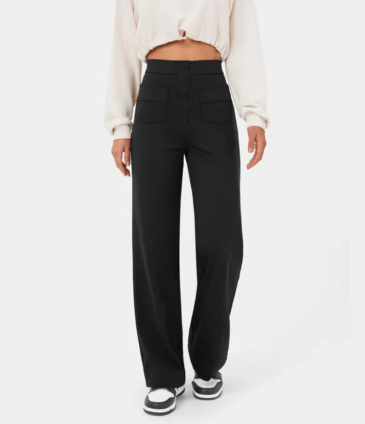 Pantalon large à boutons | Style décontracté