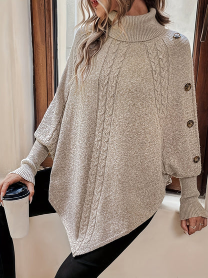 Poncho pull à col roulé | Élégance confortable
